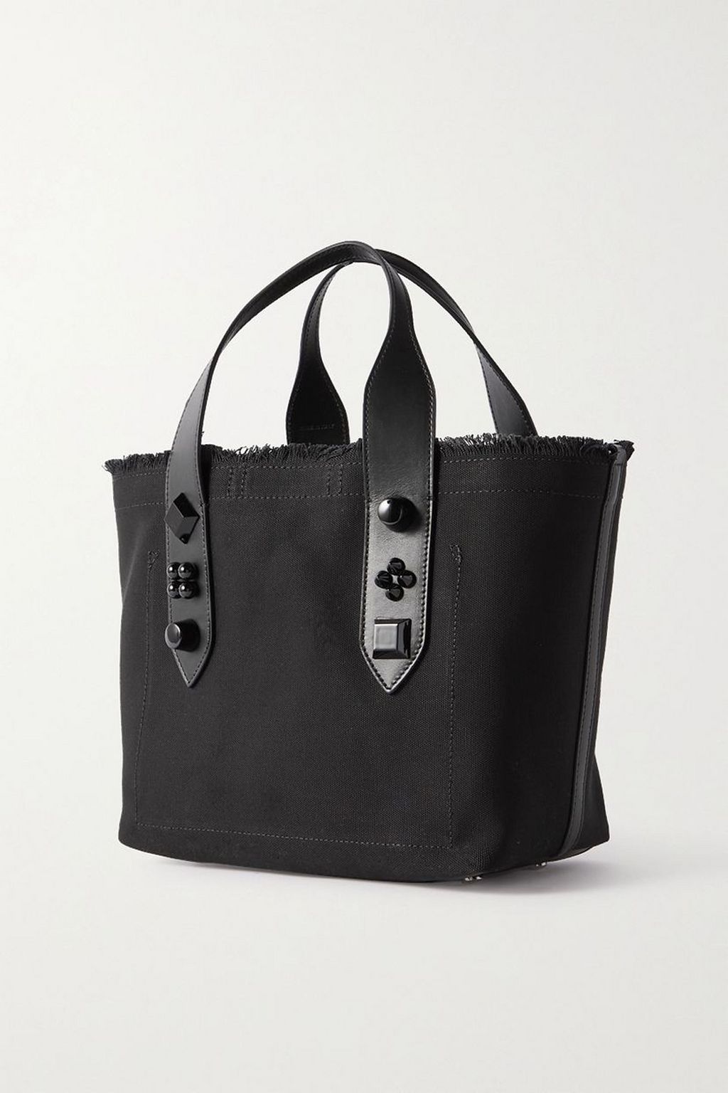 CHRISTIAN LOUBOUTIN Frangibus small leather-trimmed frayed printed canvas tote