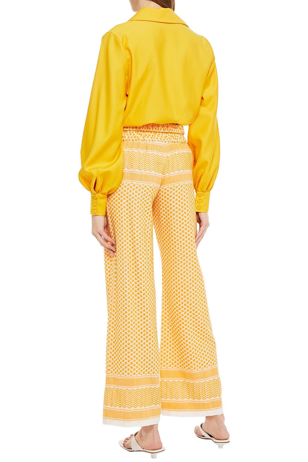 SUMMERY COPENHAGEN Cotton-jacquard wide-leg pants