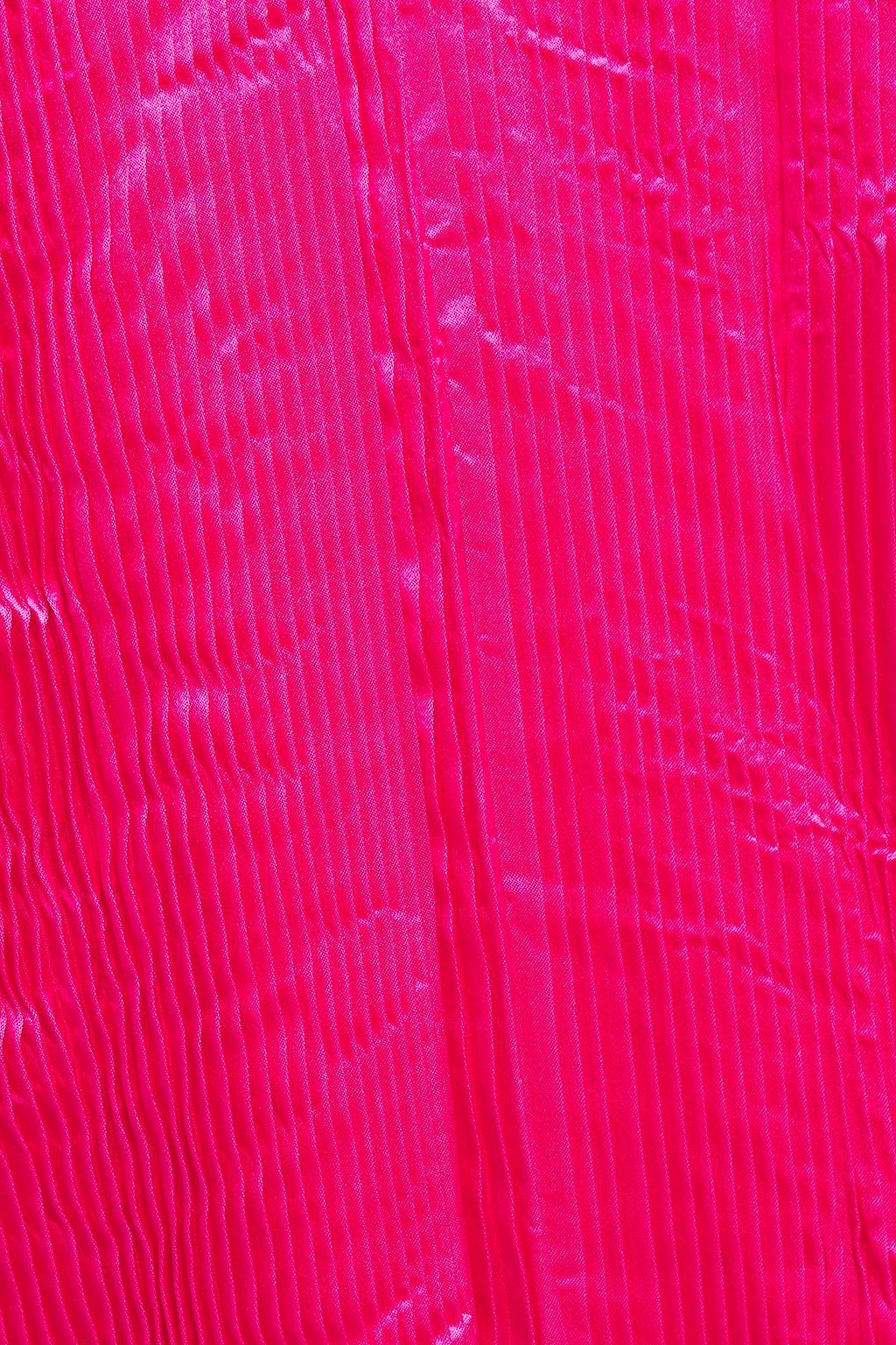 BALENCIAGA Oversized neon crinkled plissé-satin midi dress