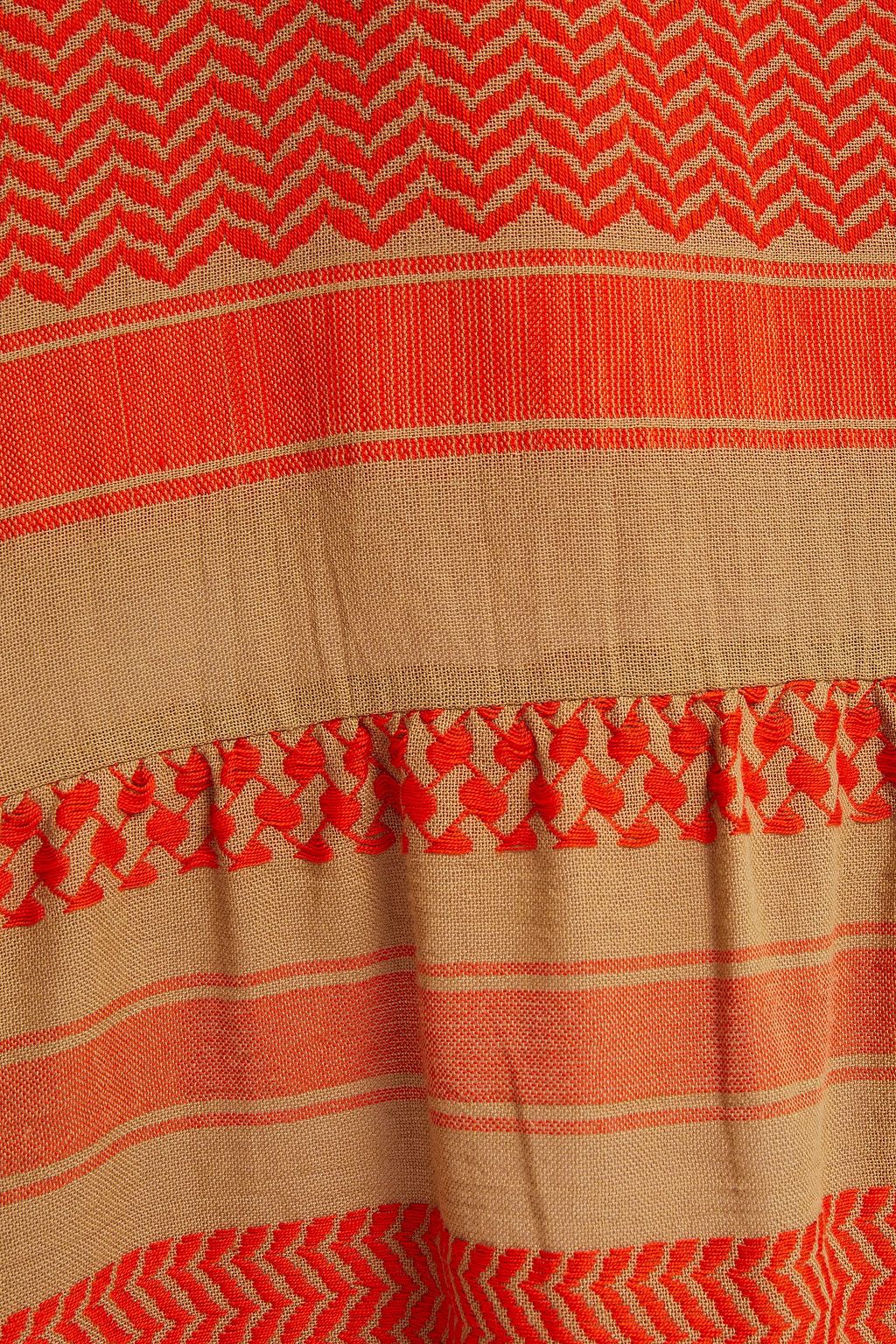 SUMMERY COPENHAGEN Gathered cotton-jacquard mini dress