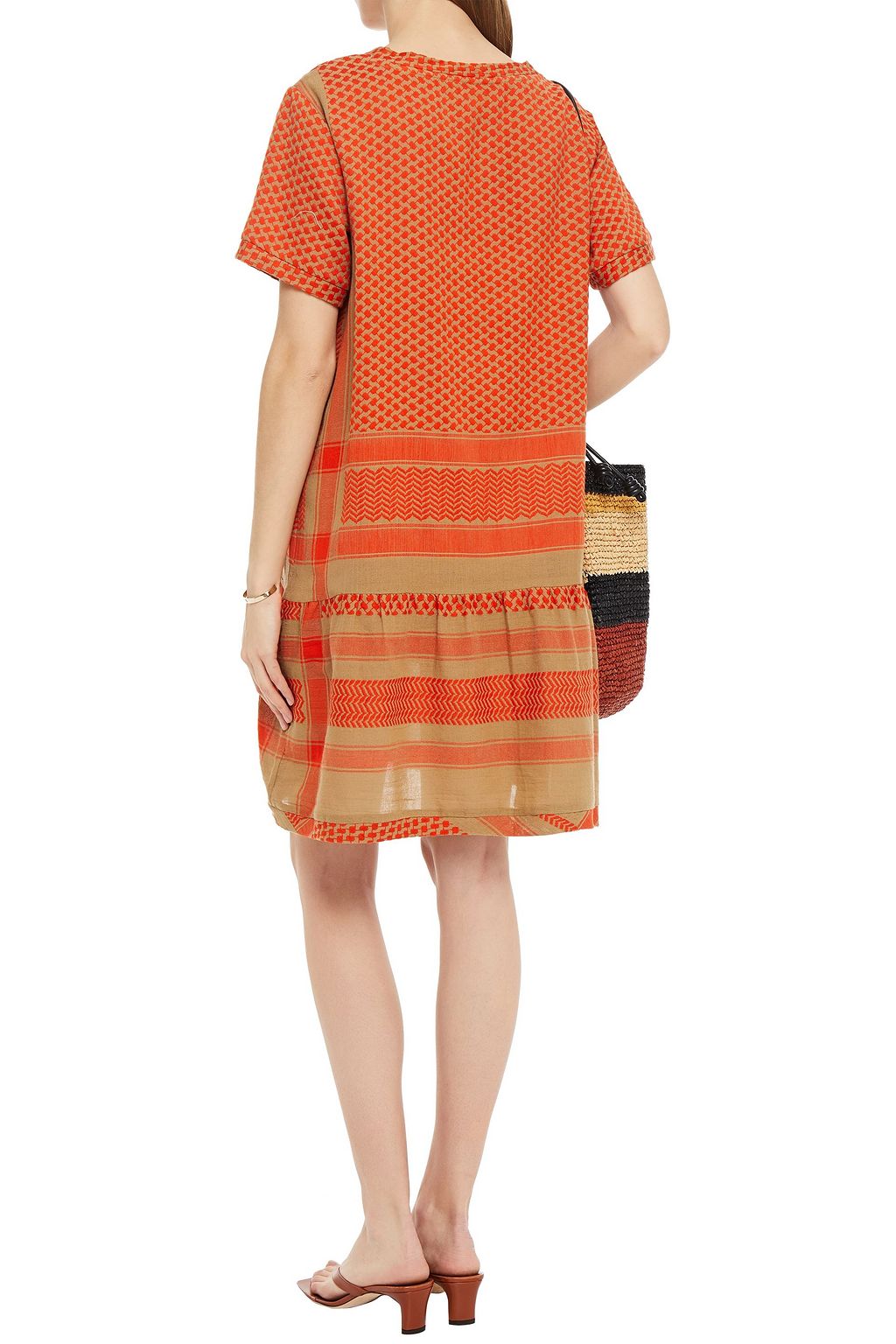 SUMMERY COPENHAGEN Gathered cotton-jacquard mini dress
