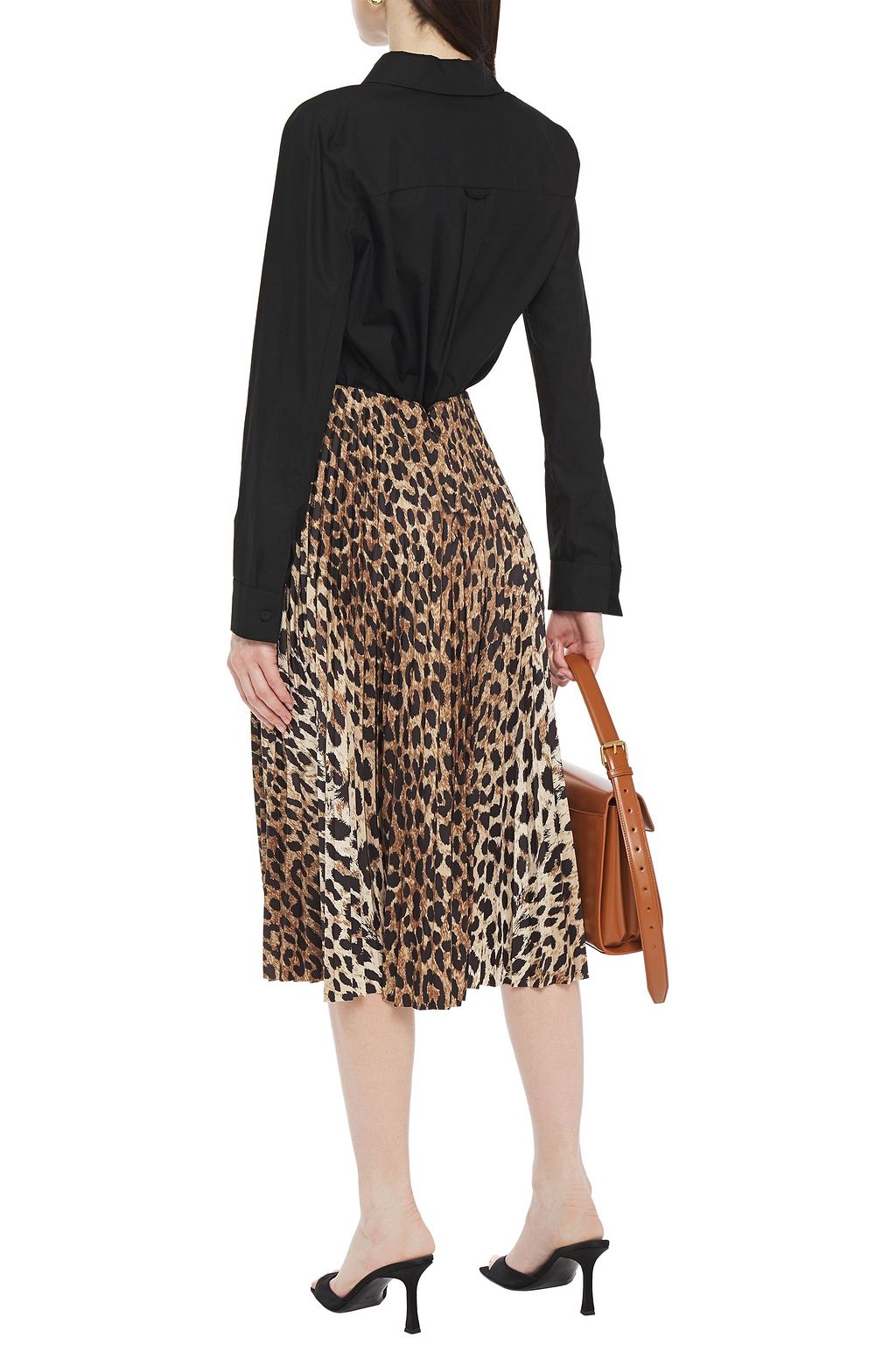 BALENCIAGA Pleated leopard-print crepe midi skirt