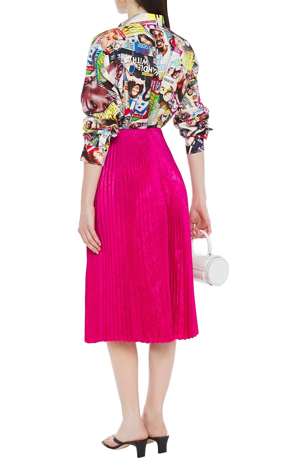 BALENCIAGA Pleated satin-jacquard midi skirt