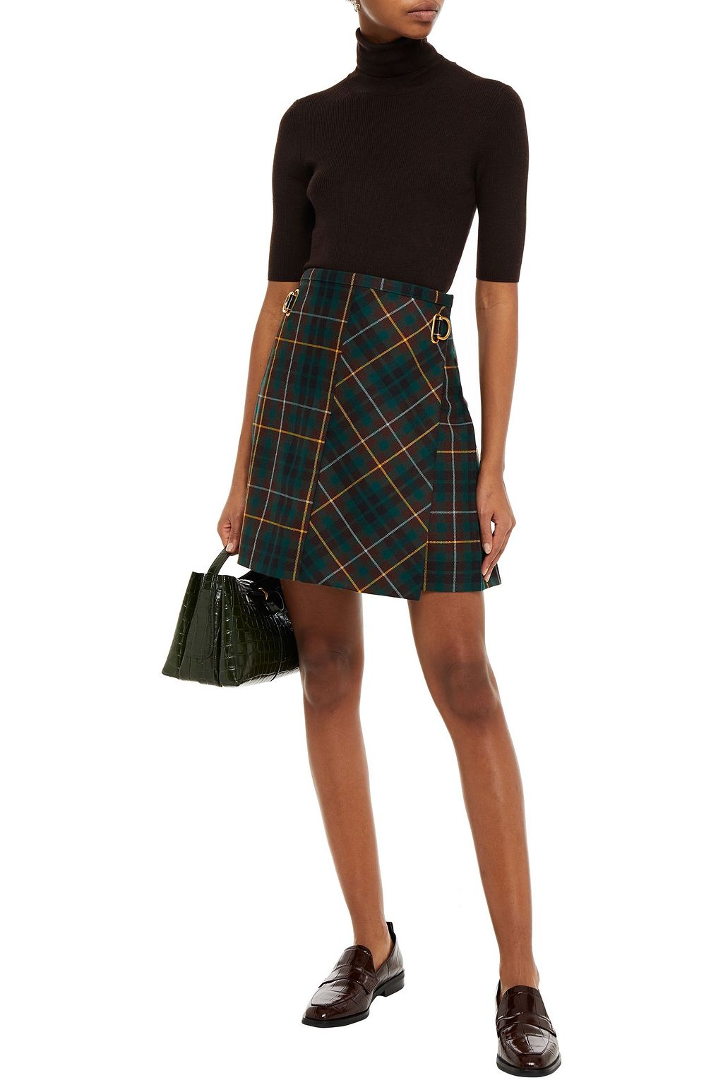 mini wrap skirt green