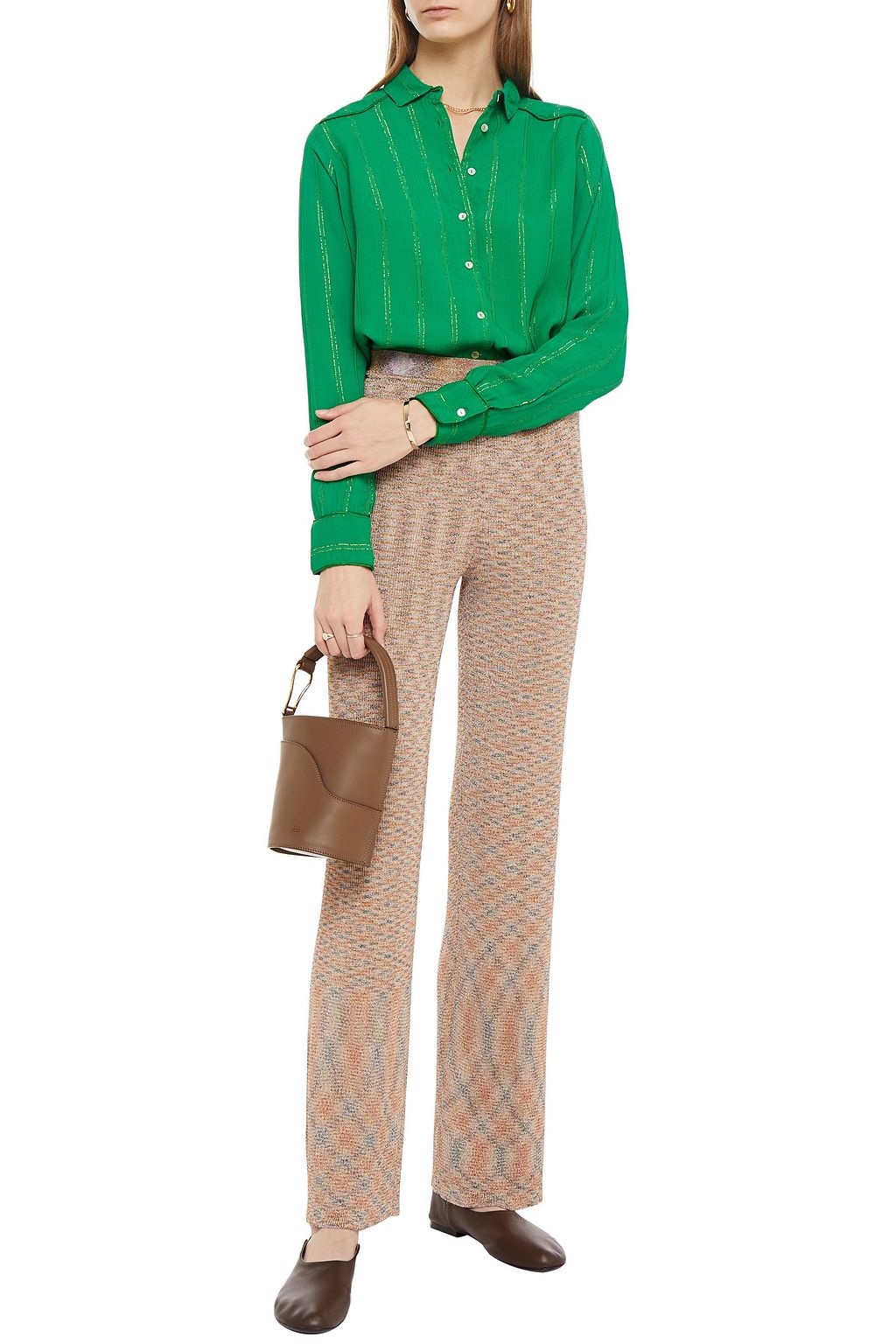 SUMMERY COPENHAGEN Amalie metallic striped crepe shirt