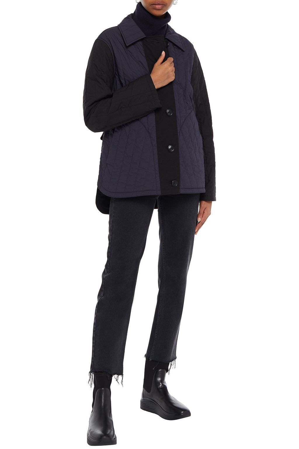 BURBERRY Two-tone paneled quilted cotton jacket