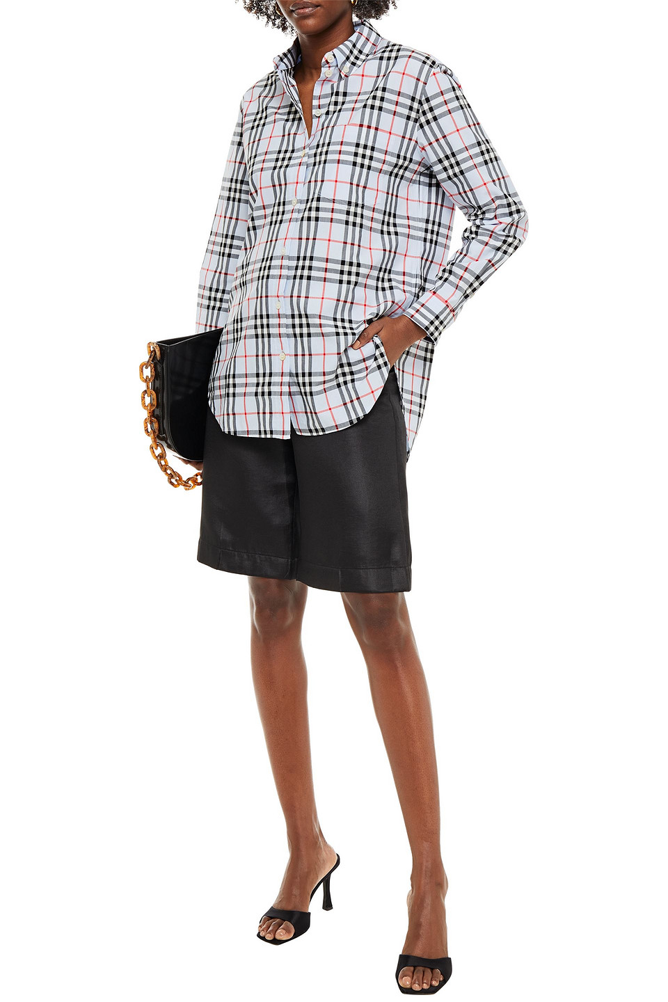 Click to view more detailed imagery on our partner's website Burberry Checked Cotton-poplin Shirt In Black