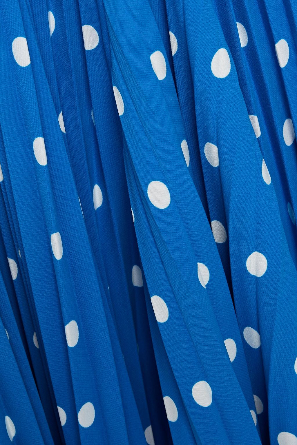 BALENCIAGA Asymmetric belted pleated polka-dot crepe midi skirt