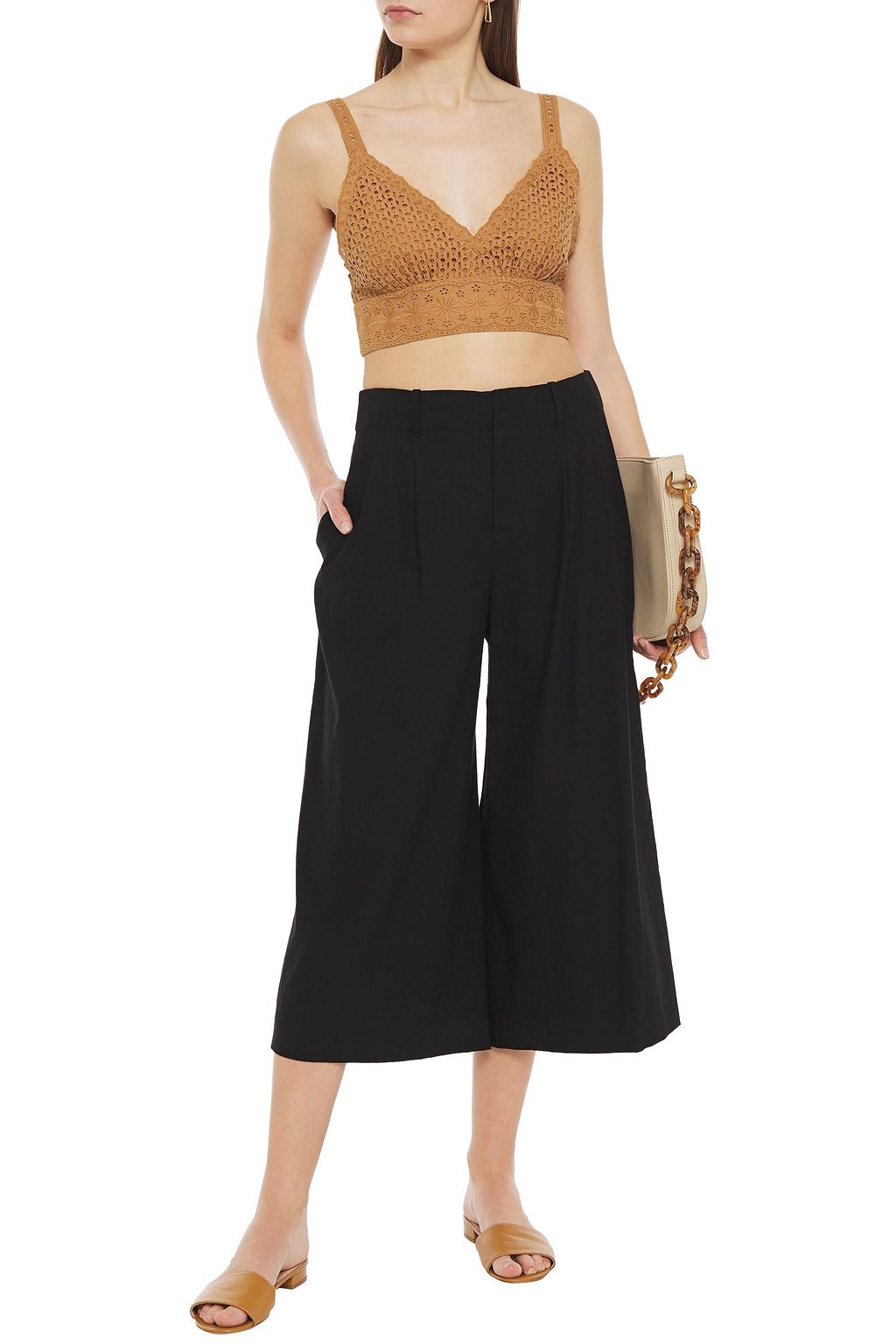 ALICE + OLIVIA Broderie anglaise cotton bra top