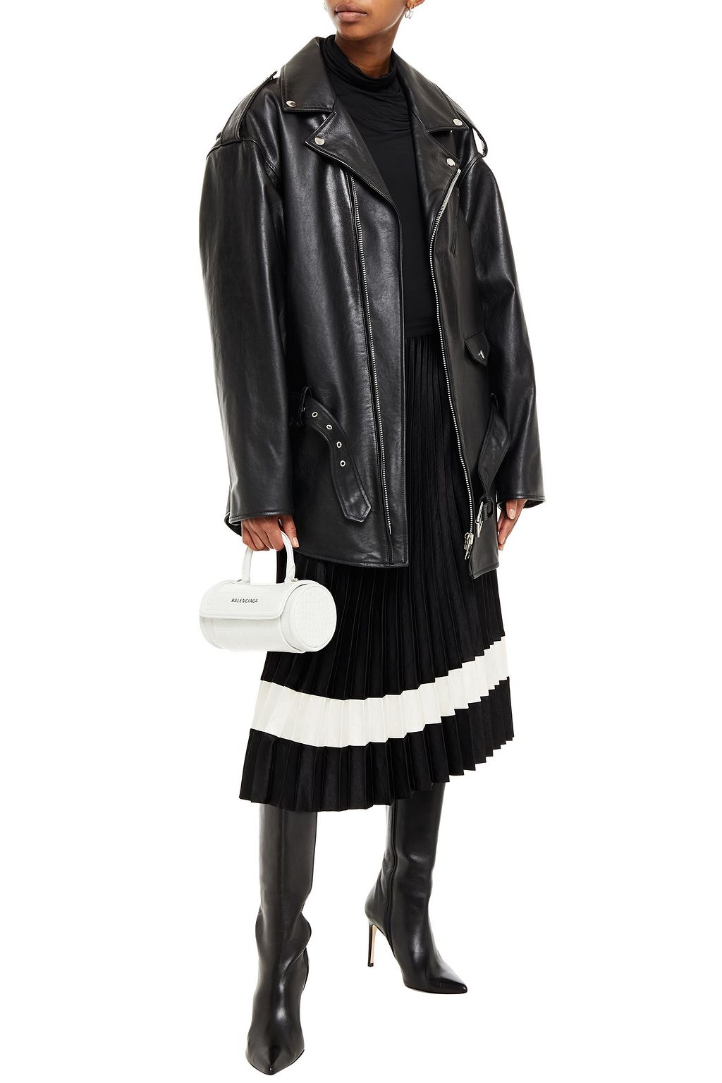 BALENCIAGA Oversized textured-leather coat