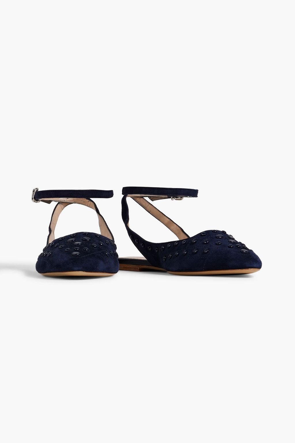 TOD'S T-ring embellished leopard-print calf hair point-toe flats