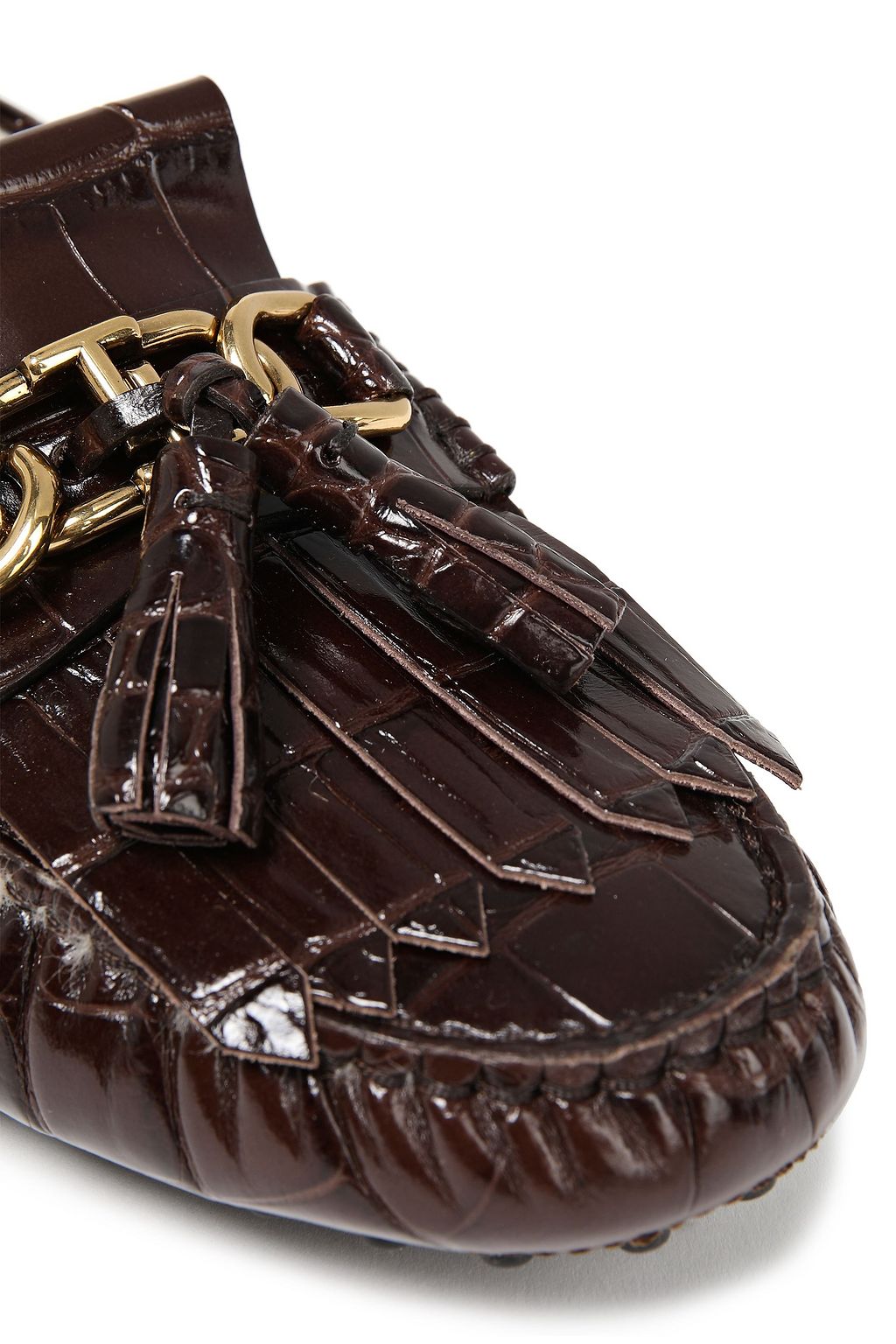 TOD'S Gommino tasseled croc-effect leather loafers