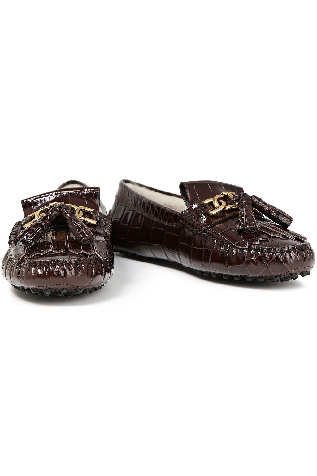 TOD'S Gommino tasseled croc-effect leather loafers