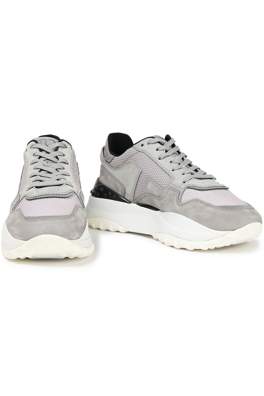 TOD'S Mesh-trimmed suede sneakers