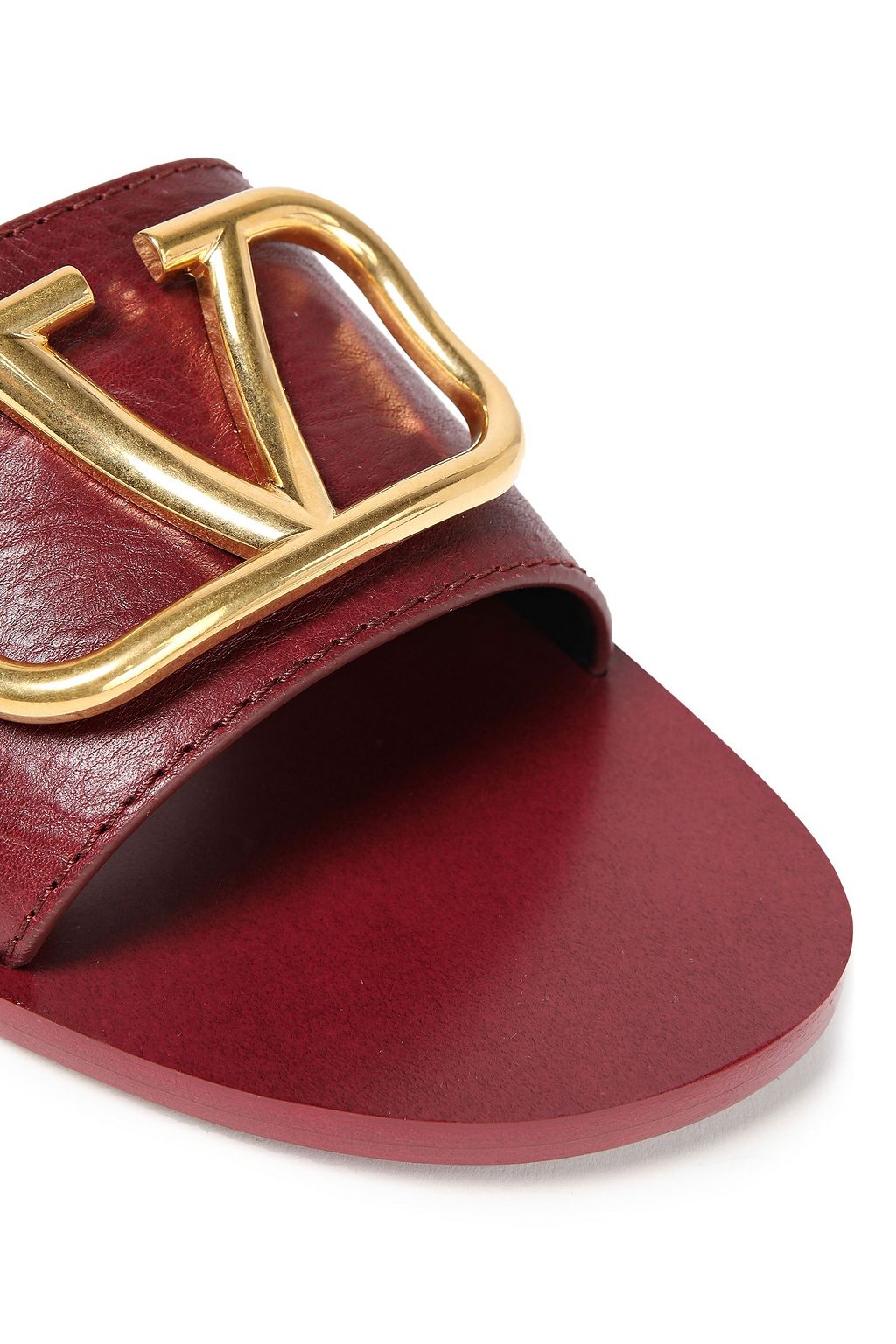 VALENTINO GARAVANI Embellished textured-leather slides
