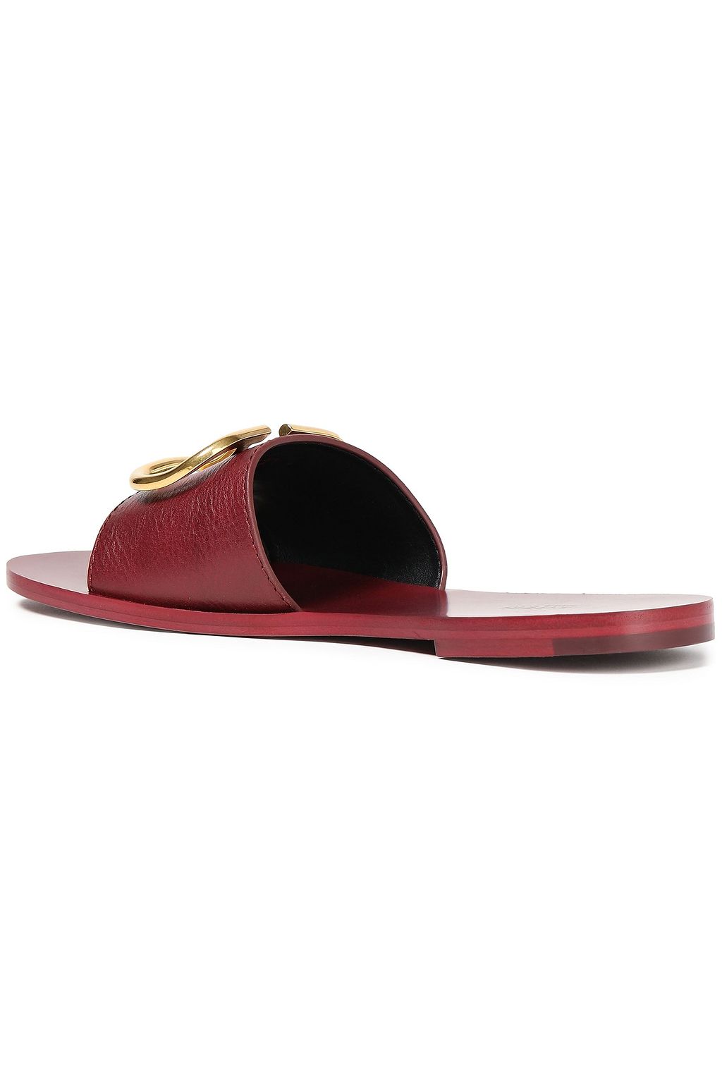 VALENTINO GARAVANI Embellished textured-leather slides