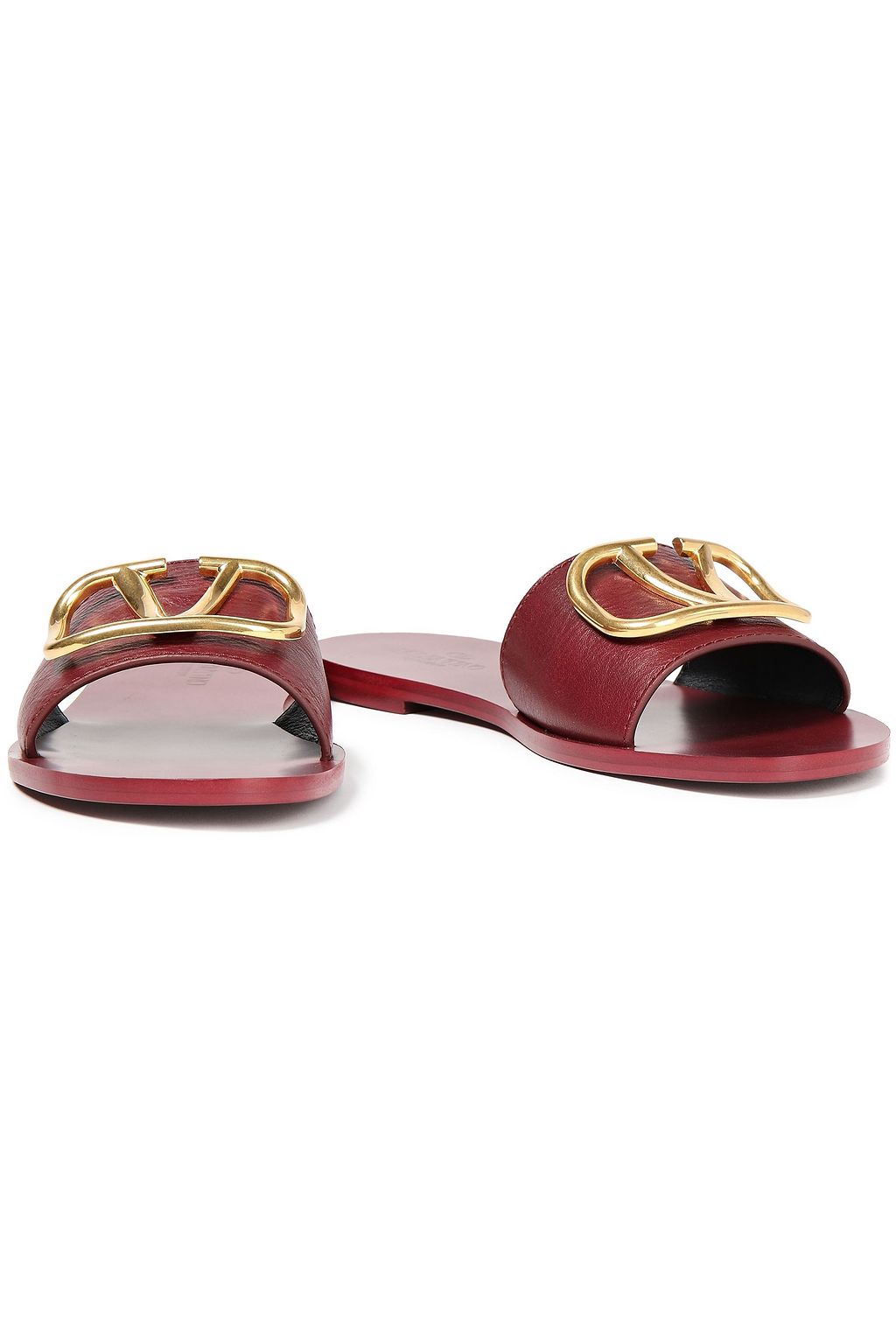 VALENTINO GARAVANI Embellished textured-leather slides