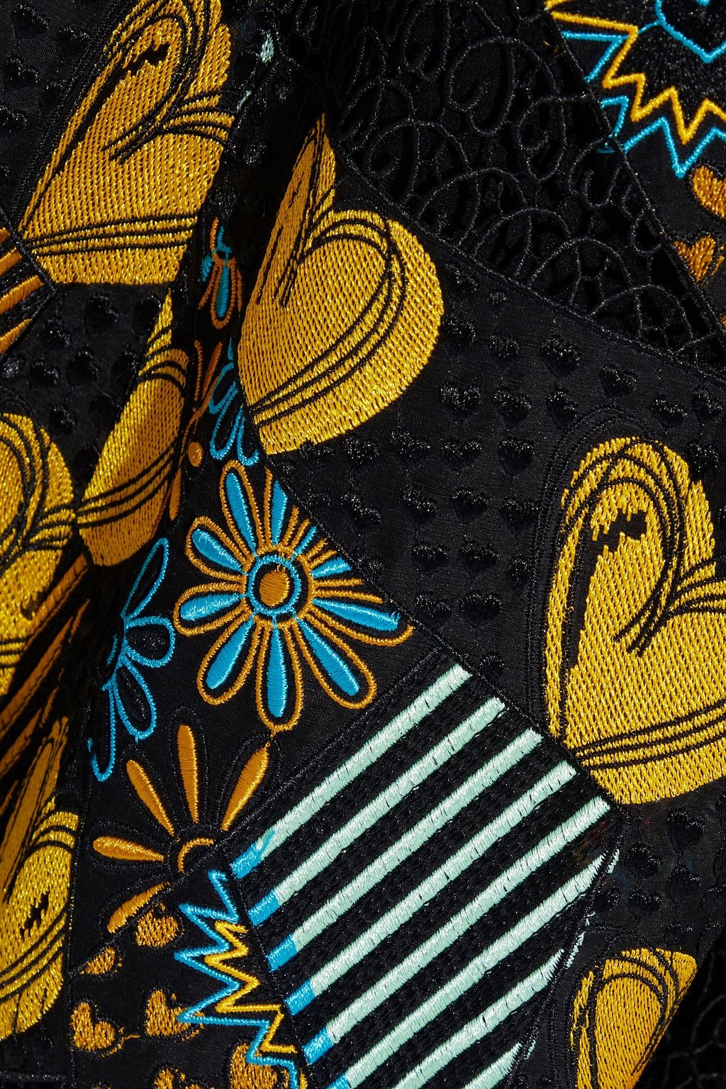 FENDI Cutout embroidered chiffon and guipure lace midi dress