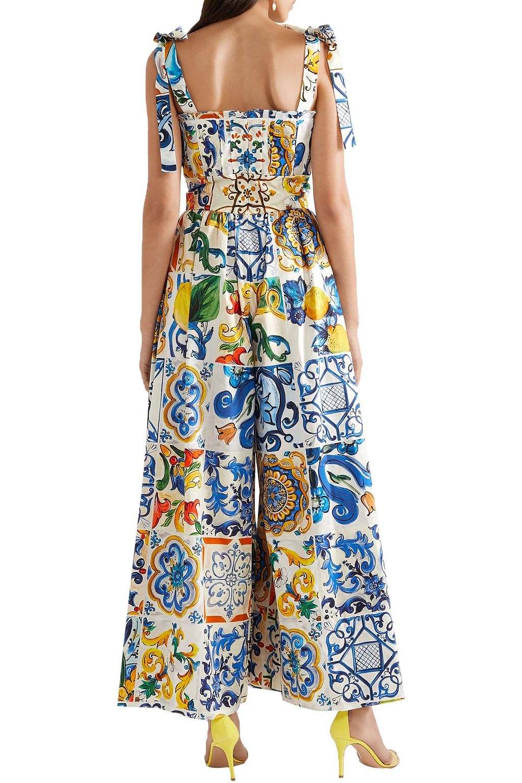 DOLCE&GABBANA プリーツ入り プリント コットンポプリン ジャンプスーツ