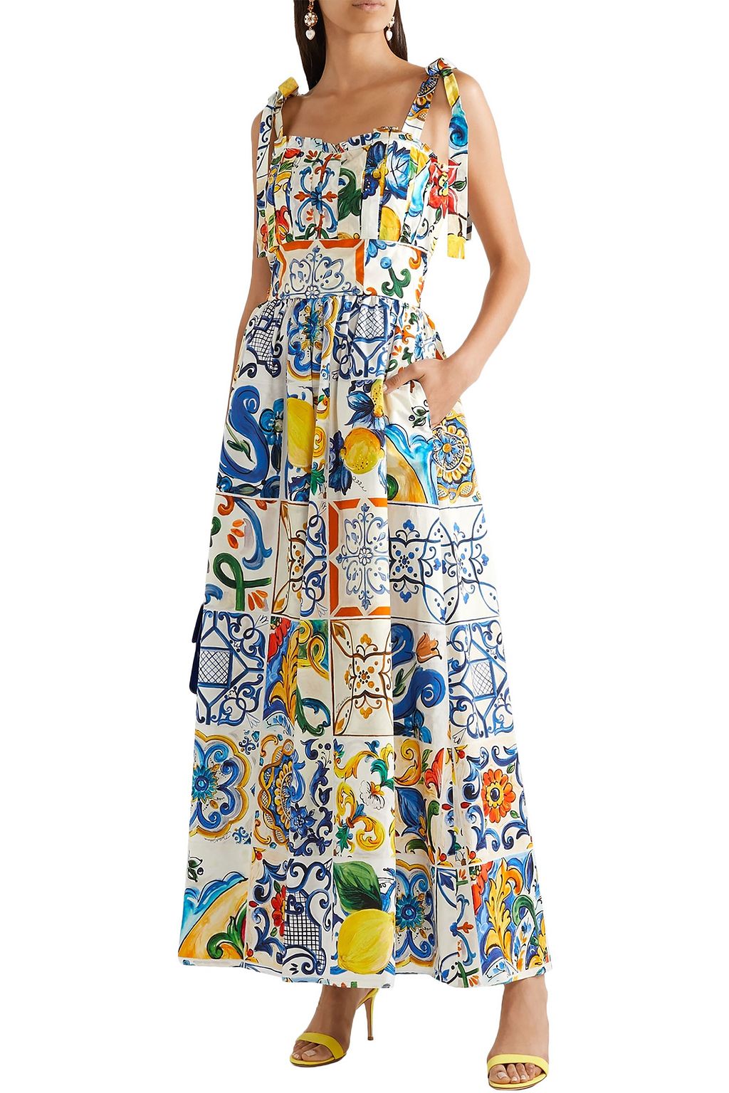 DOLCE&GABBANA プリーツ入り プリント コットンポプリン ジャンプスーツ