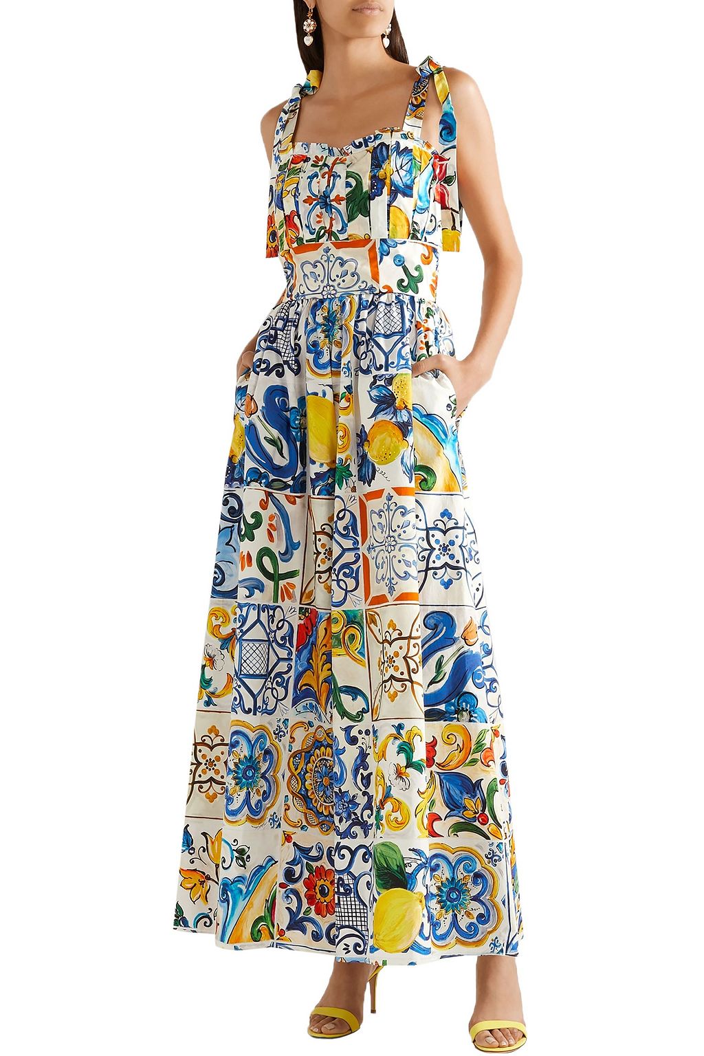 DOLCE&GABBANA プリーツ入り プリント コットンポプリン ジャンプスーツ