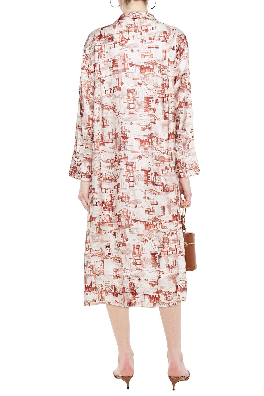 JOSEPH Printed satin-twill midi shirt dress