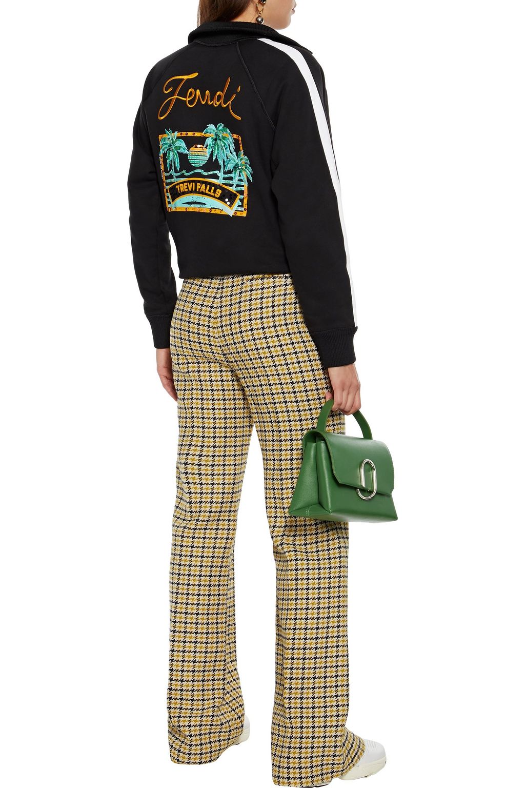 FENDI جاكيت رياضي من الصوف القطني المطبع برسومات والمزين