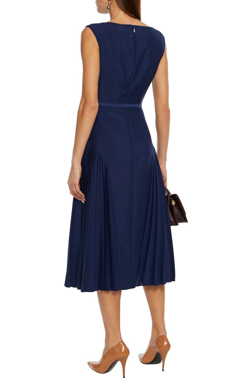 FENDI Pleated mohair and wool-blend midi dress