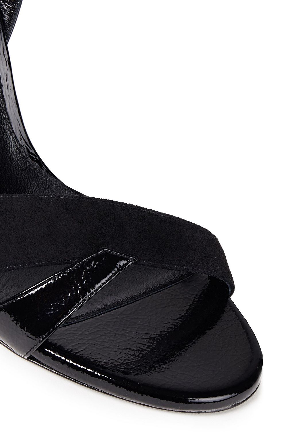 LANVIN Sandalen aus Lackleder in Knitteroptik und Veloursleder