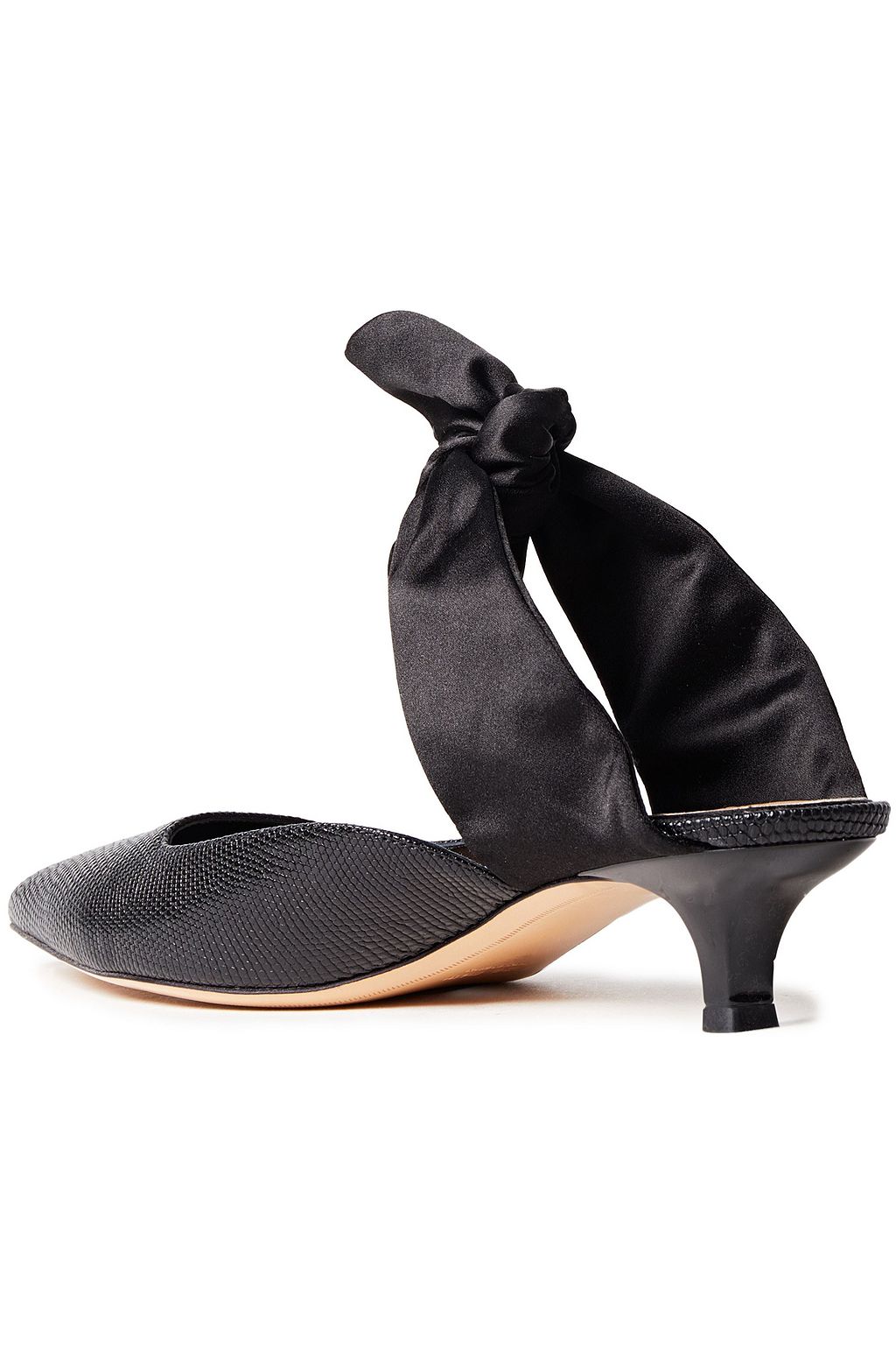 THE ROW Coco lizard-effect leather and satin mules