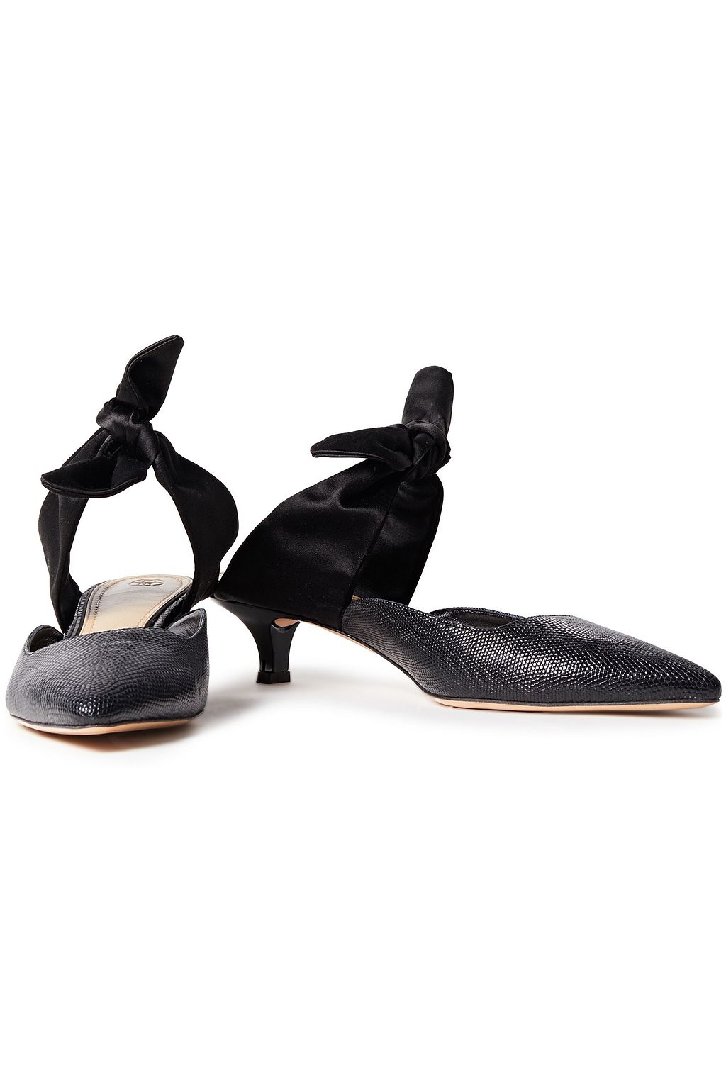 THE ROW Coco lizard-effect leather and satin mules