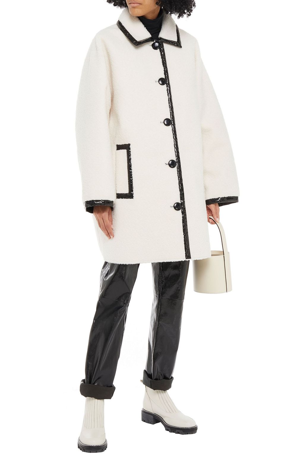 STAND STUDIO Two-tone faux shearling coat