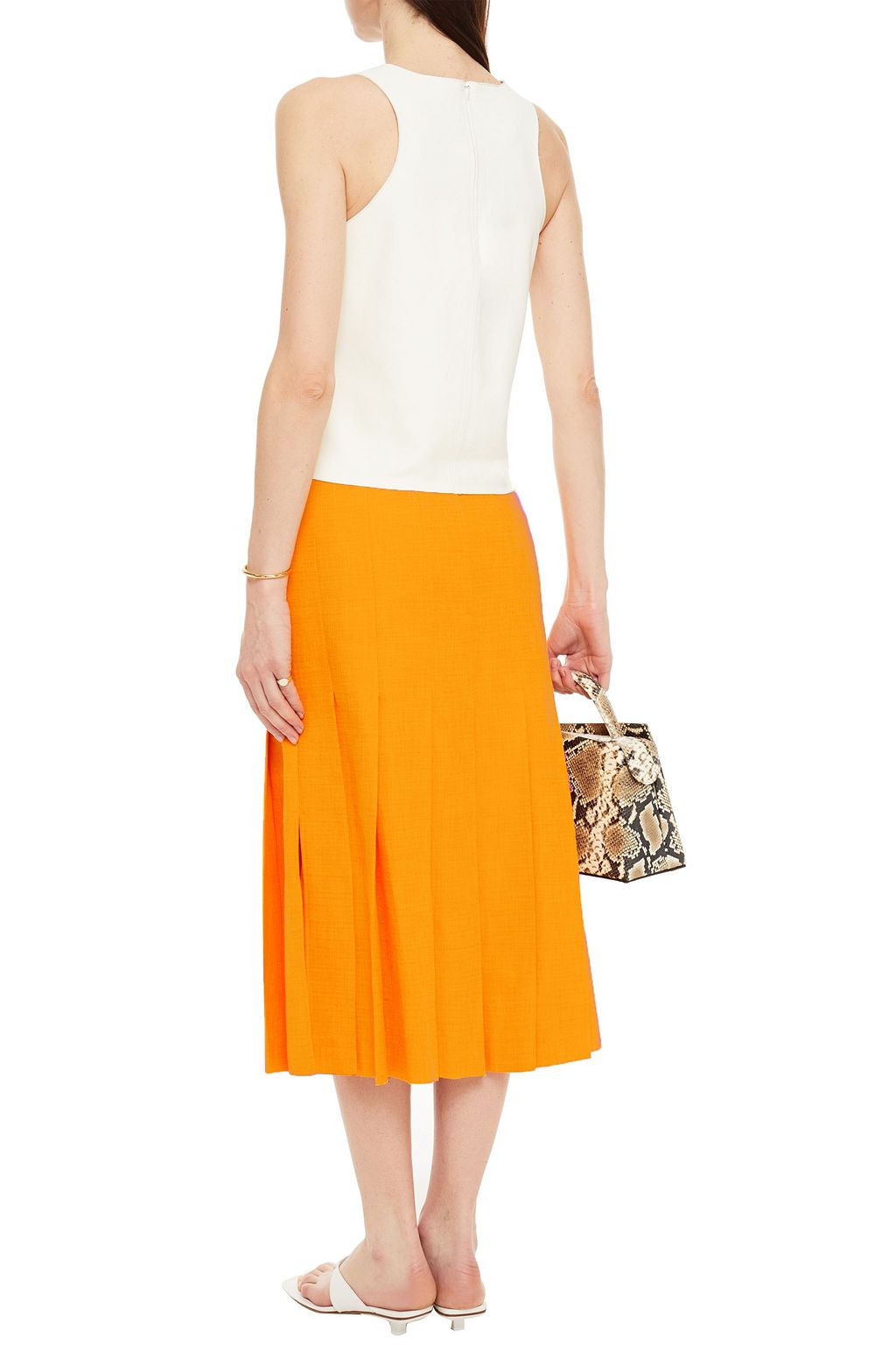JOSEPH Pleated woven midi skirt