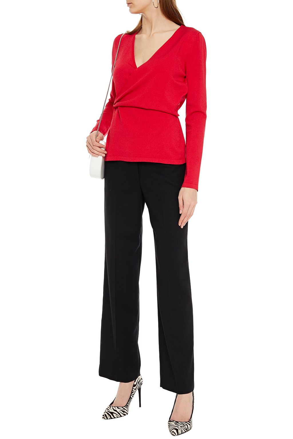BOUTIQUE MOSCHINO Wrap-effect stretch-knit top
