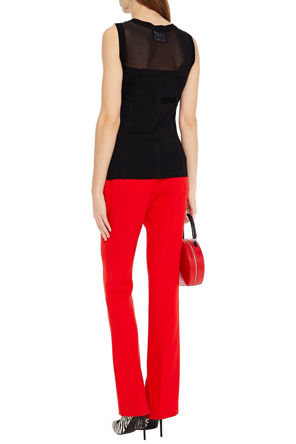BOUTIQUE MOSCHINO Mesh-paneled stretch-knit top
