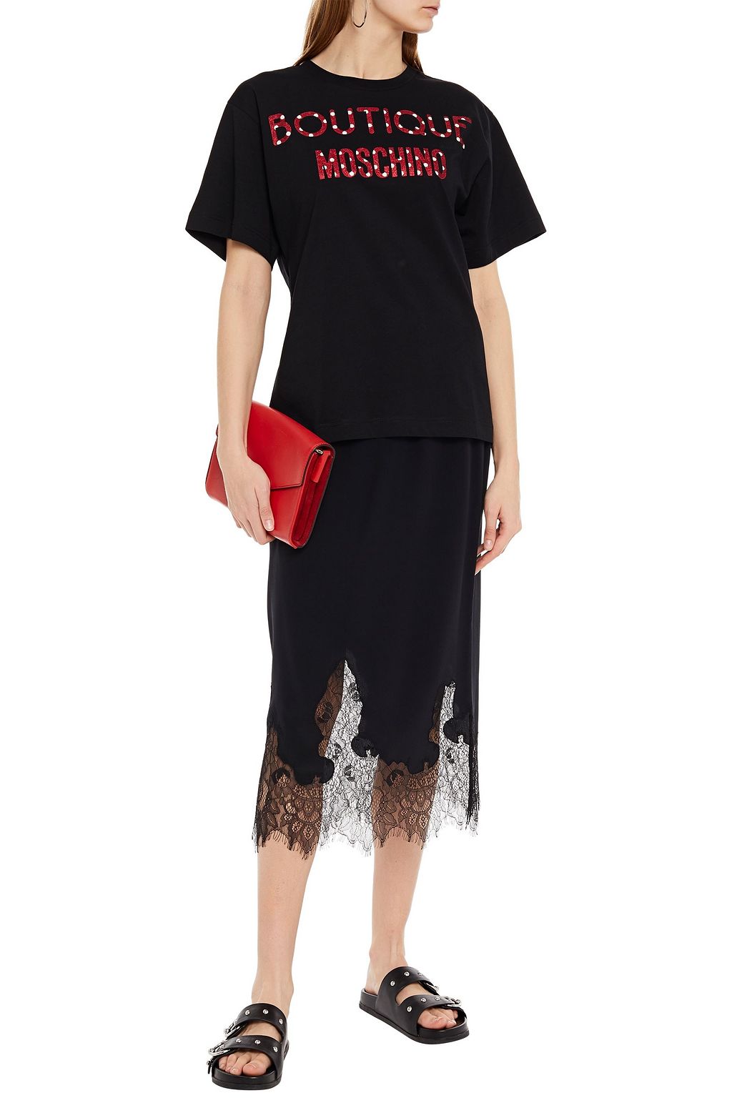 BOUTIQUE MOSCHINO Glitter-embellished cotton-jersey T-shirt