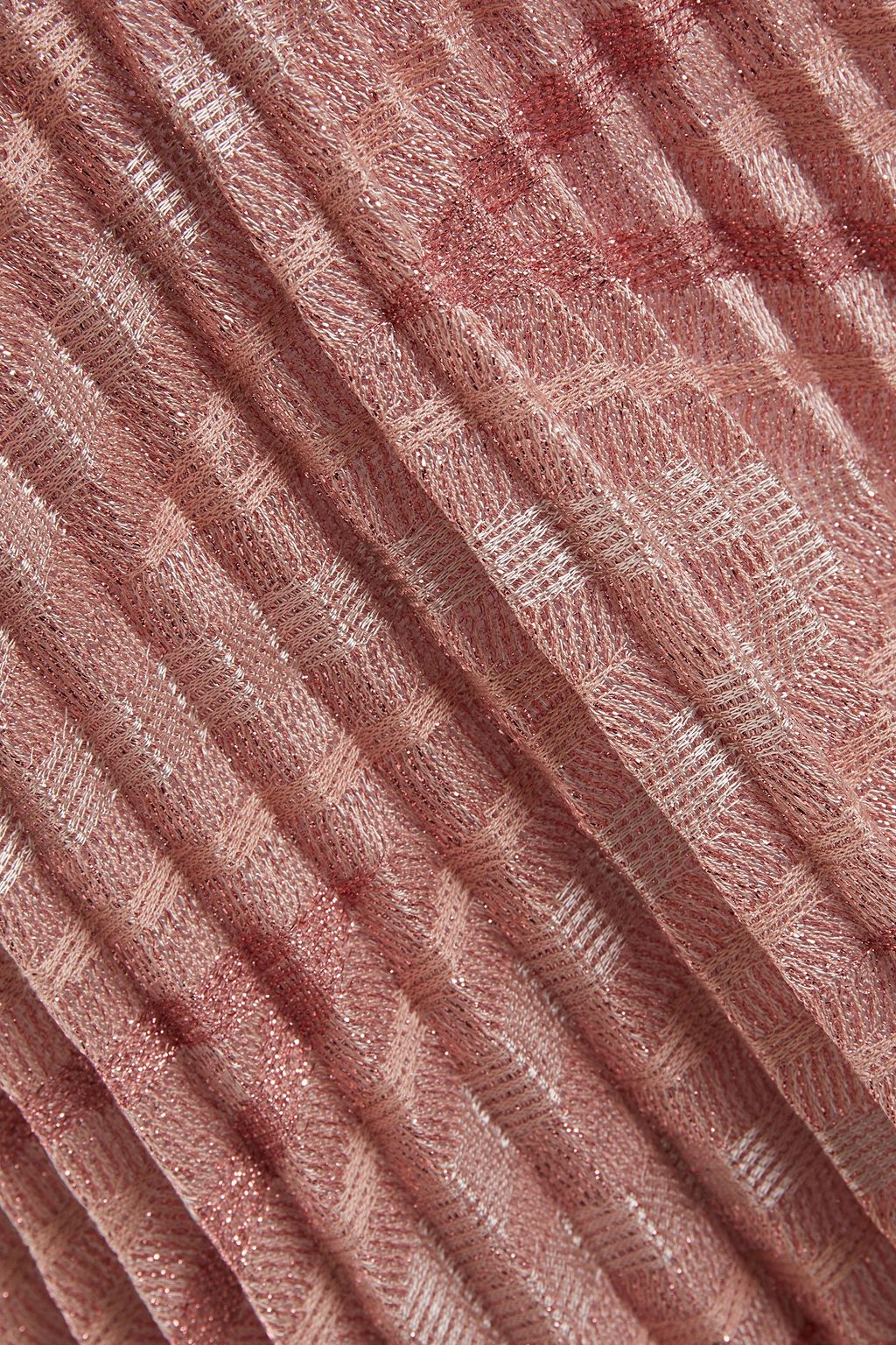 M MISSONI Pleated metallic crochet-knit top