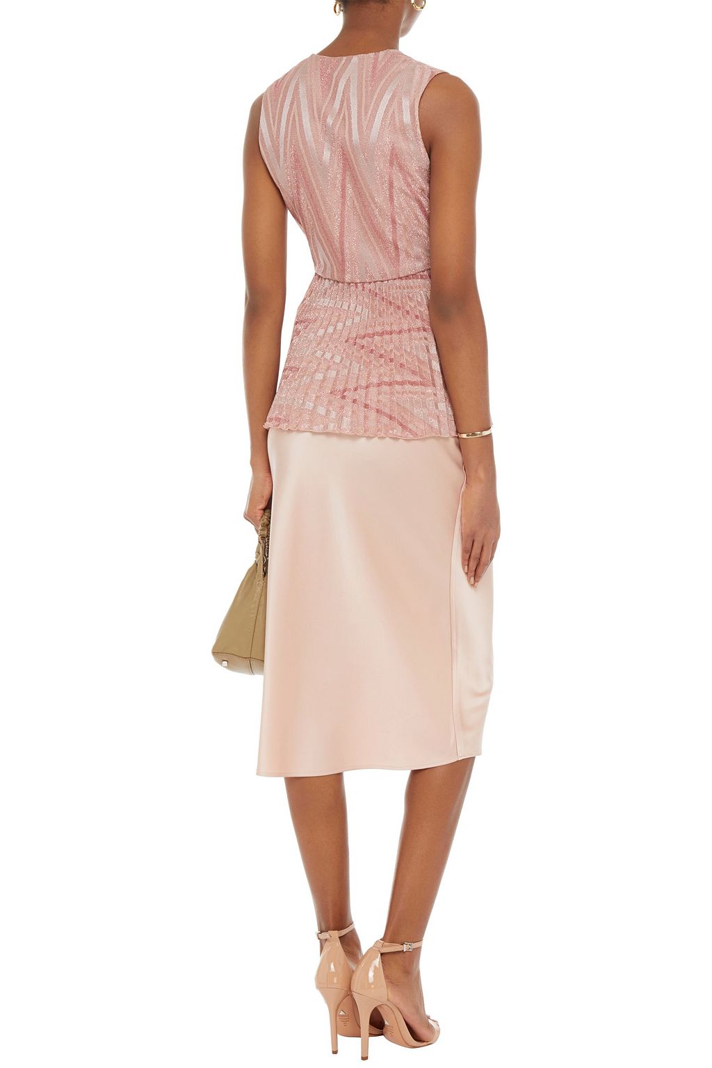 M MISSONI Pleated metallic crochet-knit top
