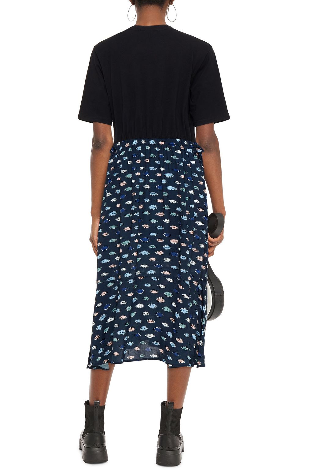 MARKUS LUPFER Hazel cotton-jersey and printed crepe midi dress