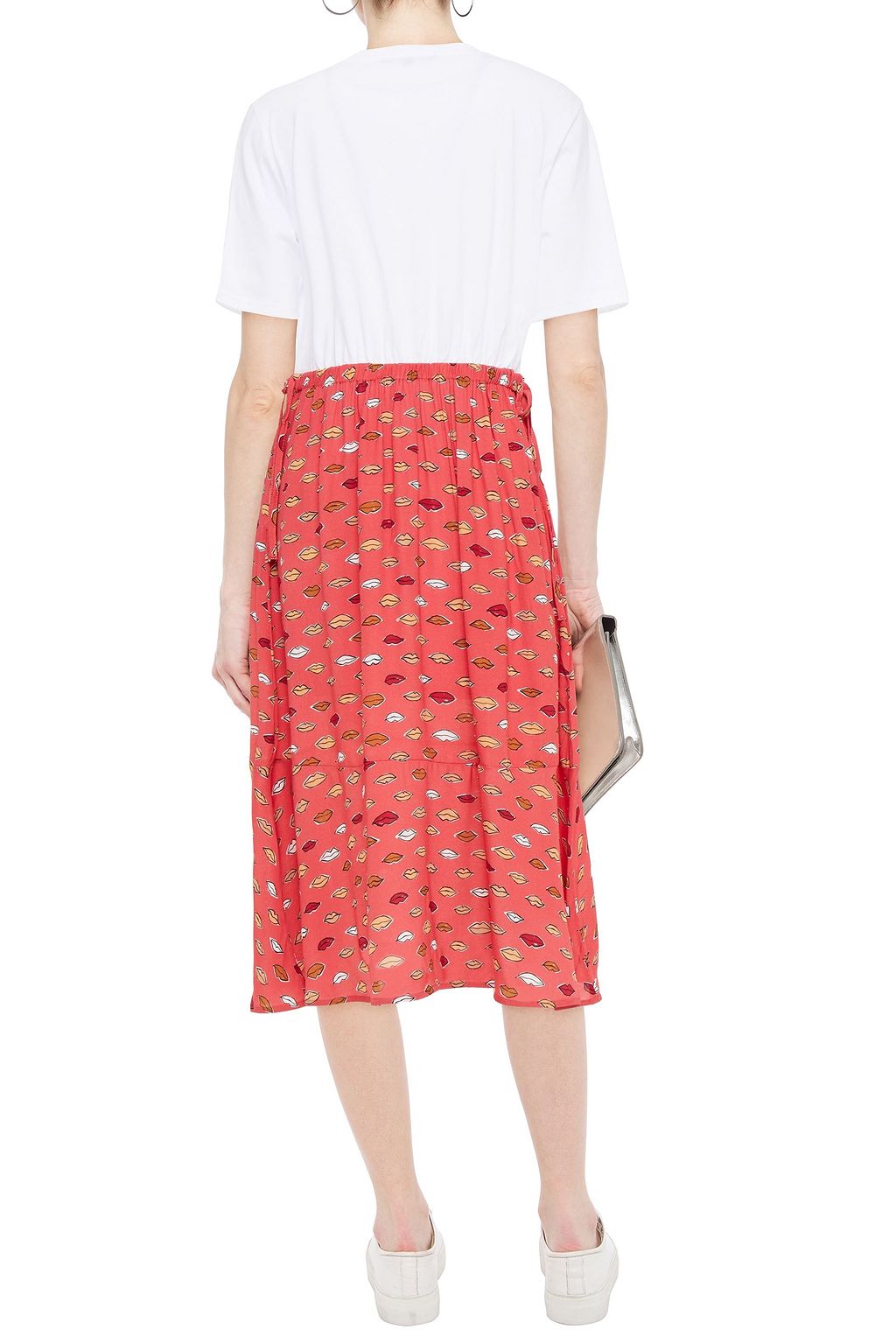 MARKUS LUPFER Hazel cotton-jersey and printed crepe midi dress