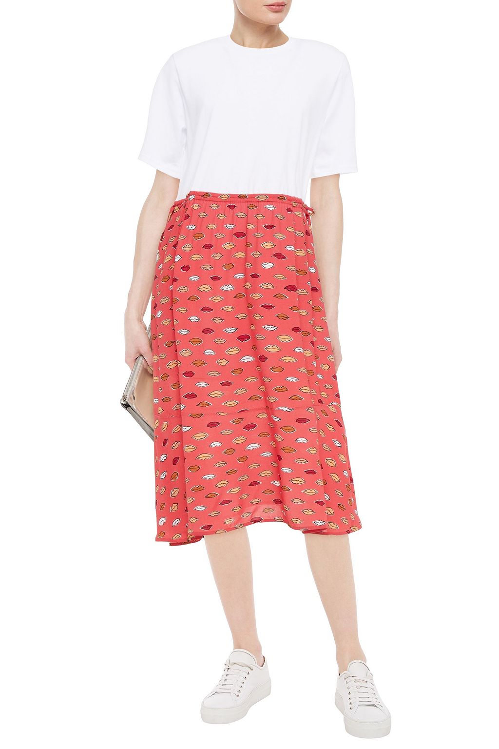 MARKUS LUPFER Hazel cotton-jersey and printed crepe midi dress