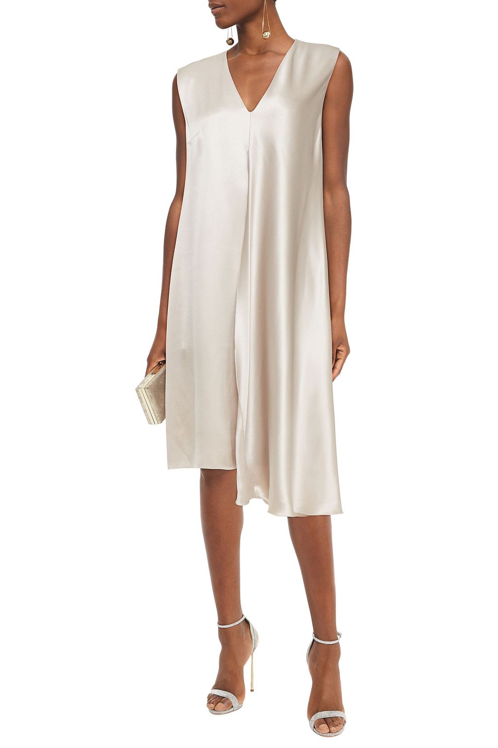 JOSEPH Asymmetric draped silk-charmeuse dress