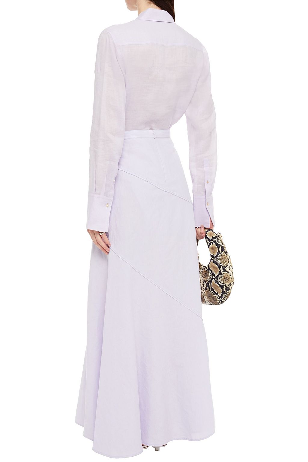JOSEPH Flared paneled linen and cotton-blend maxi skirt