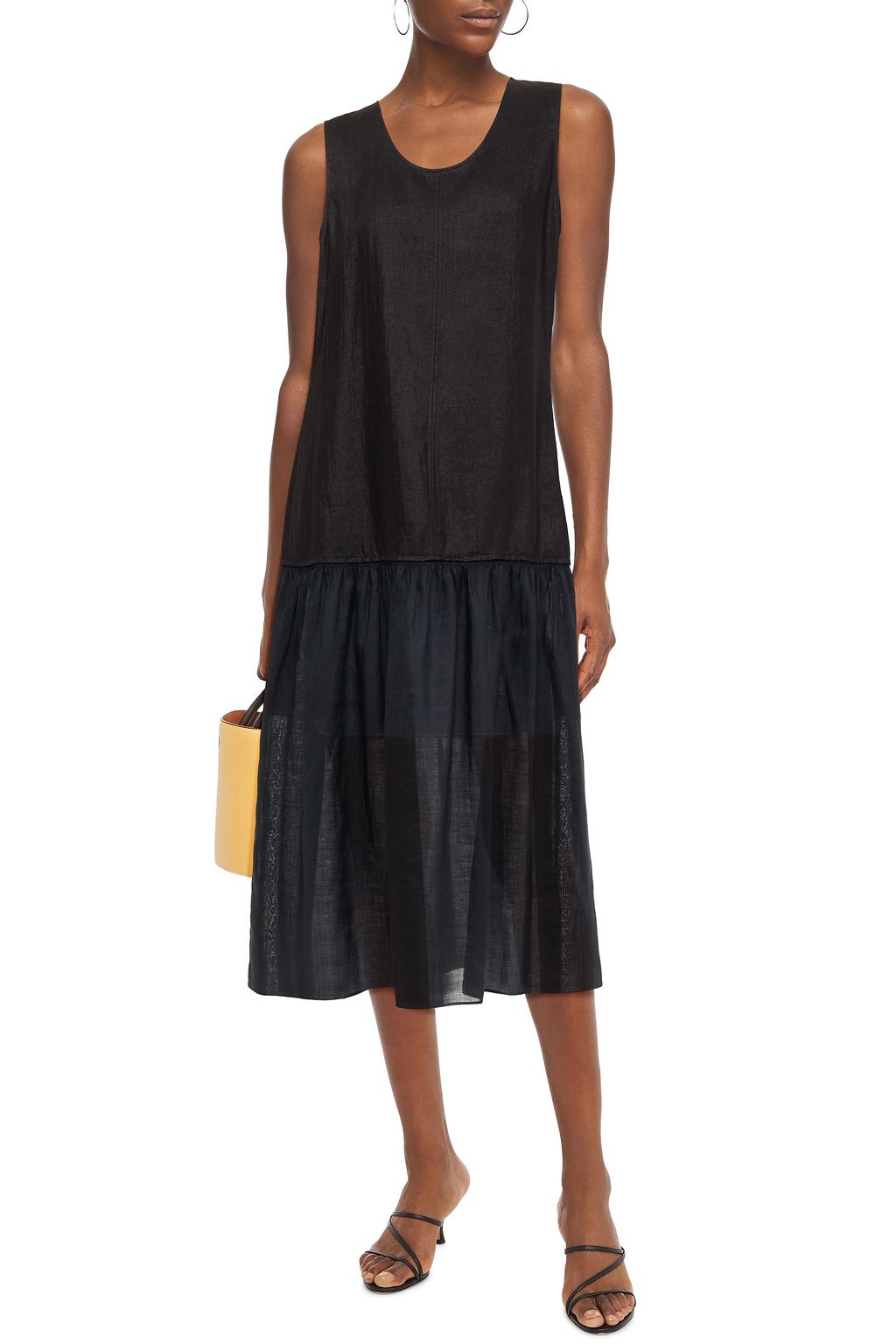 JOSEPH Nolen shantung and gathered ramie-gauze midi dress