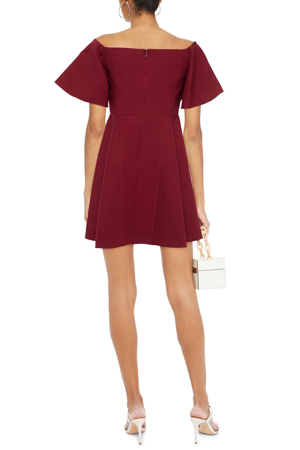 VALENTINO GARAVANI Fluted wool and silk-blend crepe mini dress