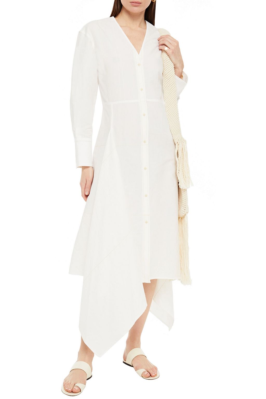JOSEPH Asymmetric linen and cotton-blend dress