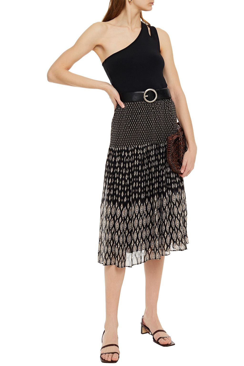 VANESSA BRUNO Hernani paneled printed chiffon midi skirt