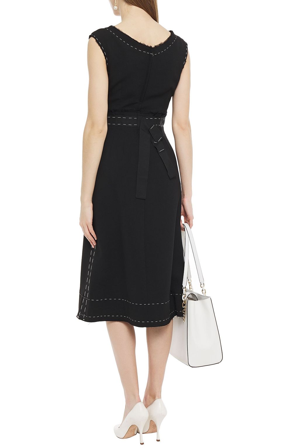 DOLCE&GABBANA Flared wool-blend crepe midi dress