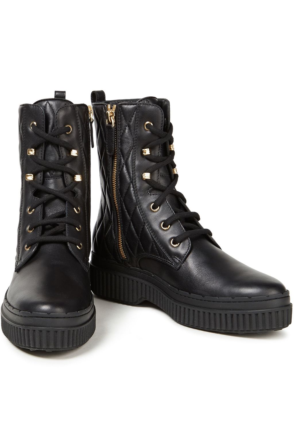 TOD'S Quilted leather combat boots