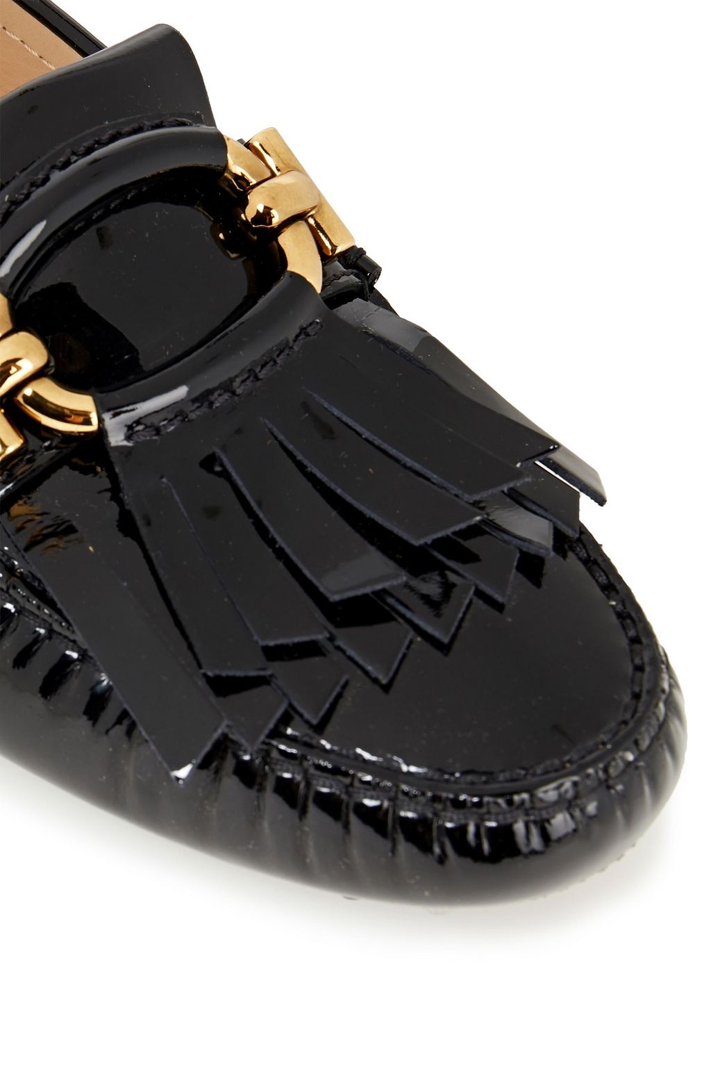 TOD'S T-Ring fringed patent-leather loafers
